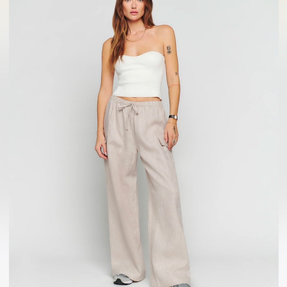 Reformation Cream Wide-Leg Pants